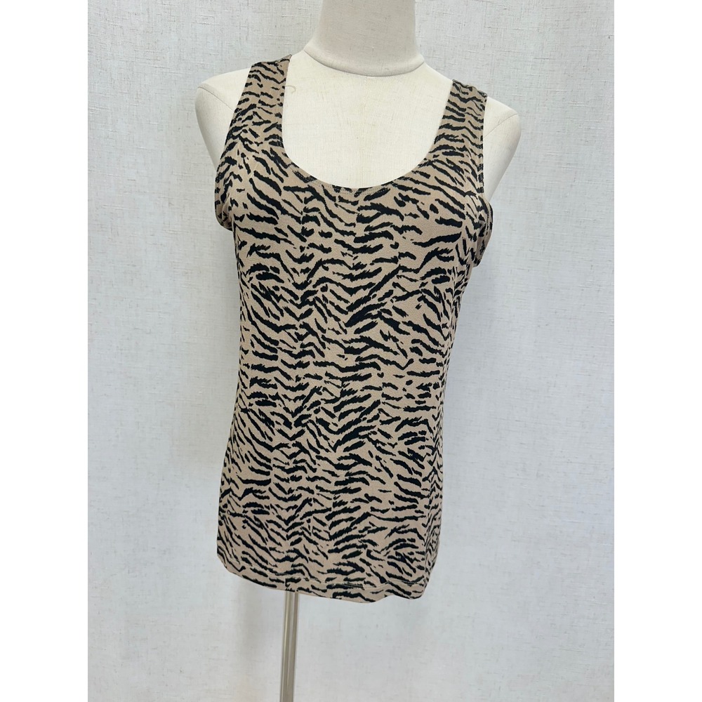 Travelers by Chicos‎ Tiger Stripe Animal Print Tan Black Tank Top Chicos Size 1